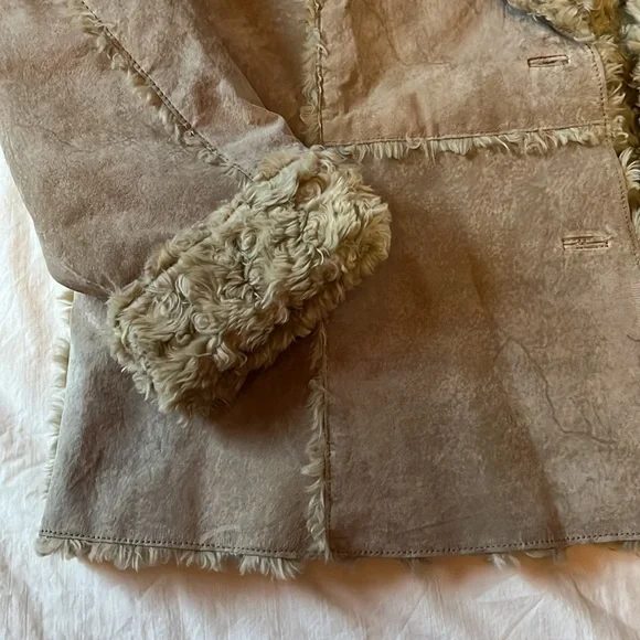 Lane Bryant Penny Lane Jacket Tan/Cream Leather Distressed Size 18/20 - Picture 2 of 16